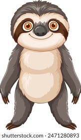Adorable sloth standing with a smile