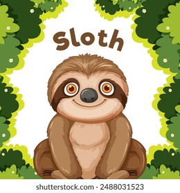 Adorable sloth surrounded by lush green foliage