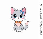 Adorable small fluffy kitten with big eyes vector illustration. Perfect for pet-themed designs, cute digital art, and charming cat graphics. Ideal for adding a sweet touch to your projects