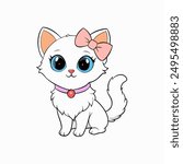 Adorable small fluffy kitten with big eyes vector illustration. Perfect for pet-themed designs, cute digital art, and charming cat graphics. Ideal for adding a sweet touch to your projects