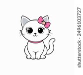 Adorable small fluffy kitten with big eyes vector illustration. Perfect for pet-themed designs, cute digital art, and charming cat graphics. Ideal for adding a sweet touch to your projects