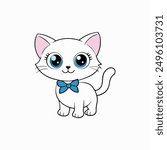 Adorable small fluffy kitten with big eyes vector illustration. Perfect for pet-themed designs, cute digital art, and charming cat graphics. Ideal for adding a sweet touch to your projects