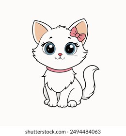 Adorable small fluffy kitten with big eyes vector illustration. Perfect for pet-themed designs, cute digital art, and charming cat graphics. Ideal for adding a sweet touch to your projects