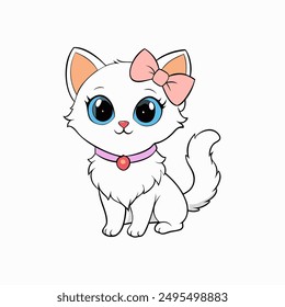 Adorable small fluffy kitten with big eyes vector illustration. Perfect for pet-themed designs, cute digital art, and charming cat graphics. Ideal for adding a sweet touch to your projects