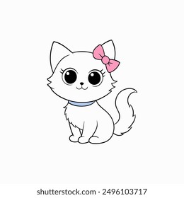 Adorable small fluffy kitten with big eyes vector illustration. Perfect for pet-themed designs, cute digital art, and charming cat graphics. Ideal for adding a sweet touch to your projects