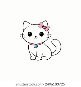 Adorable small fluffy kitten with big eyes vector illustration. Perfect for pet-themed designs, cute digital art, and charming cat graphics. Ideal for adding a sweet touch to your projects