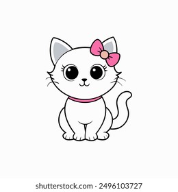 Adorable small fluffy kitten with big eyes vector illustration. Perfect for pet-themed designs, cute digital art, and charming cat graphics. Ideal for adding a sweet touch to your projects