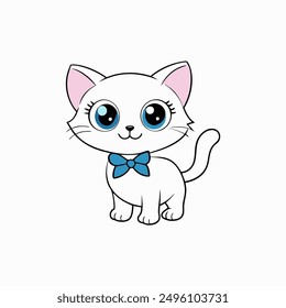 Adorable small fluffy kitten with big eyes vector illustration. Perfect for pet-themed designs, cute digital art, and charming cat graphics. Ideal for adding a sweet touch to your projects