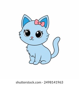 Adorable small fluffy kitten with big eyes vector illustration. Perfect for pet-themed designs, cute digital art, and charming cat graphics. Ideal for adding a sweet touch to your projects