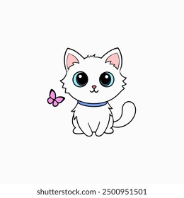 Adorable small fluffy kitten with big eyes vector illustration. Perfect for pet-themed designs, cute digital art, and charming cat graphics. Ideal for adding a sweet touch to your projects