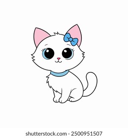 Adorable small fluffy kitten with big eyes vector illustration. Perfect for pet-themed designs, cute digital art, and charming cat graphics. Ideal for adding a sweet touch to your projects