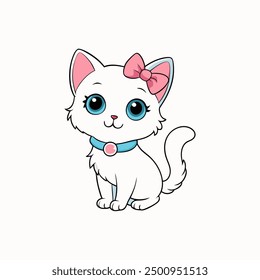 Adorable Pequeño gatito esponjoso con ojos grandes Ilustración vectorial. Perfecto para diseños con temática de mascotas, arte digital lindo y encantadores gráficos de gatos. Ideal para dar un toque dulce a tus proyectos