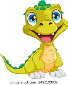 Adorable smiling baby dinosaur illustration