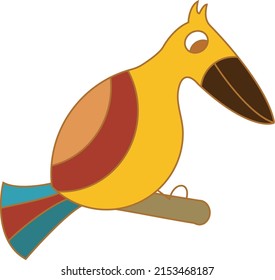 Adorable smiling bird, different colors and editable stroke, vector illustration.