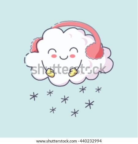 adorable smiling cute winter snow cloud stock vector royalty free