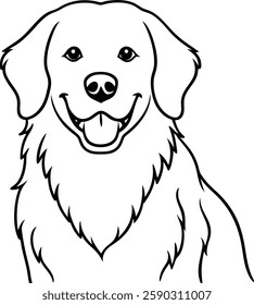 Adorable smiling dog line art golden retriever sketch