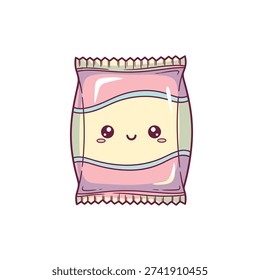 Adorable smiling pink snack bag