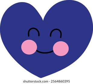 Adorable Smiling Purple Heart Character Design
