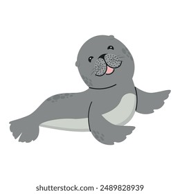 Adorable smiling seal cartoon animal