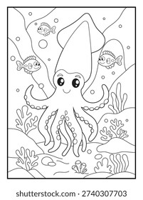 Adorable Smiling Squid Character