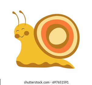 Adorable snail with colorful shell and long antennae