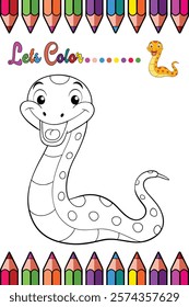 Adorable Snake Coloring Page for Kids - Fun and Printable Cartoon Reptile Outline for Creative Learning