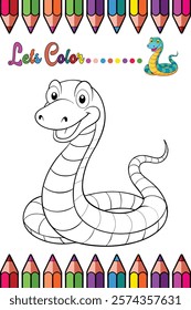 Adorable Snake Coloring Page for Kids - Fun and Printable Cartoon Reptile Outline for Creative Learning