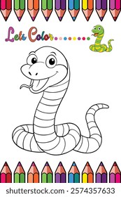 Adorable Snake Coloring Page for Kids - Fun and Printable Cartoon Reptile Outline for Creative Learning