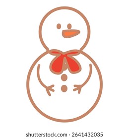 Adorable snowman new year cookie with red scarf, flat design
Topi
