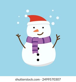 Adorable Snowman Vector Design Illustrator