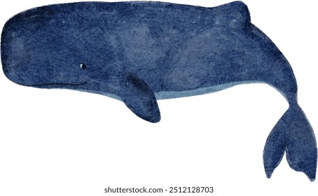 Adorable Sperm Whale illustration in children's book style