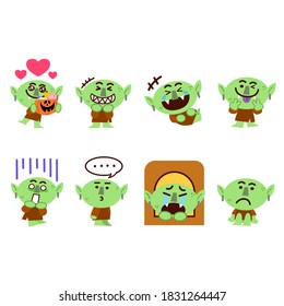 Adorable And Spooky Little Goblin Monster Character Doodle Premium Vector