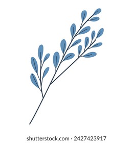 Adorables hojas de ramas de primavera, verano Fondo. Ilustración botánica estilo plano. Aislado en blanco para tarjetas de felicitación, Pascua, Acción de Gracias. Diseño de los niños, para la tela, envoltura, textil, papel pintado	
