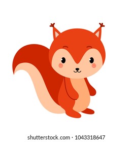 Adorable squirrel in modern flat style. Vector illustration.