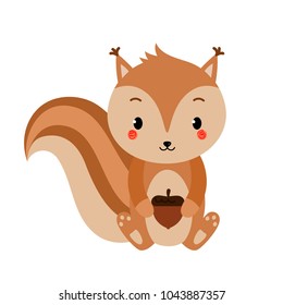 Adorable squirrel in modern flat style. Vector illustration.