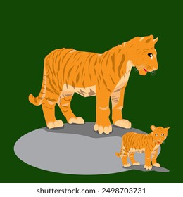 Adorable Standing Tiger Cub Cute Wildlife Photography Vector Art and Illustration by Kibo Studio