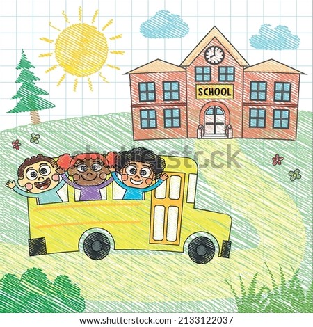 Adorable students take school bus to school