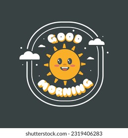 Adorable y elegante costado de camisetas y diseño de ropa de moda con elementos de expresión del sol sonriente, buen día, ilustración vectorial. Se puede imprimir para los conceptos de camisetas para niños, jóvenes y adultos