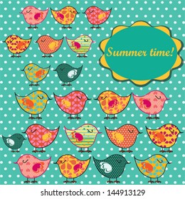 Adorable summer pattern with lovely birds