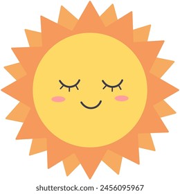 Adorable sun icon illustration isolated on white background.