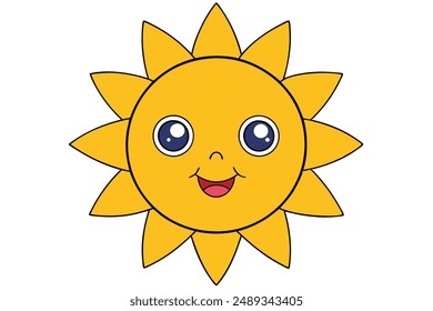 Adorable Sun Vector Art Clipart - Cute Cartoon Illustration for Print and Digital Use.
