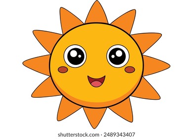 Adorable Sun Vector Art Clipart - Cute Cartoon Illustration for Print and Digital Use.