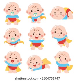 Adorable Superhero Baby in Various Cute Poses