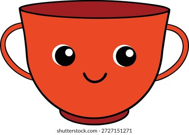 Taza de té adorable con la cara sonriente