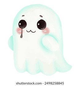 Adorable fantasma de ojos llorosos en estilo de acuarela