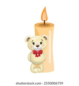 Adorable Teddy Bear with Candle for Baby’s Birthday Celebration 