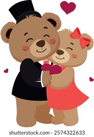 Adorable Teddy Bear Couple Valentines