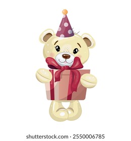 Adorable Teddy Bear with Gift for Baby’s Birthday Celebration 