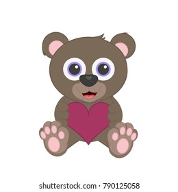 adorable teddy bear holding a red pink heart for valentines day 