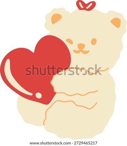 An adorable teddy bear hugging a heart, symbolizing affection, warmth, comfort, and romantic gifting.